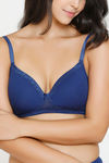 Zivame Beautiful Basics Padded Non Wired 3/4th Coverage Bra - Blue Depth — thumbnail 4