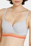 Zivame Urban Leisure Push-Up Wired Medium Coverage T-Shirt Bra - Grey Melange — thumbnail 4