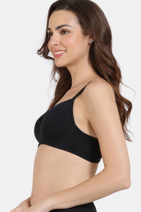 Zivame Padded Non Wired Full Coverage Post Breast Surgery Bra - Black — image 3