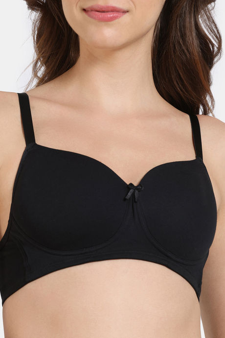 Zivame Padded Non Wired Full Coverage Post Breast Surgery Bra - Black — image 4