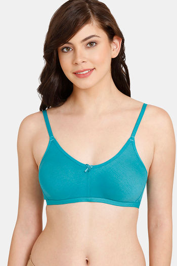 Buy Rosaline Everyday Double Layered Non Wired 3/4th Coverage T-Shirt Bra -  Green Pente at Rs.329 online