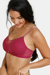 Zivame Ornate Glitz Double Layered Non Wired 3/4th Coverage Blouse Bra - Wine — thumbnail 3
