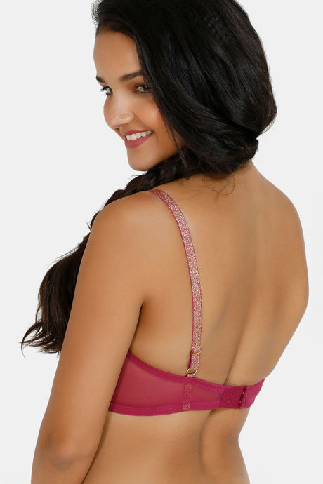 Zivame Ornate Glitz Padded Non Wired 3/4th Coverage Bra - Wine — image 2