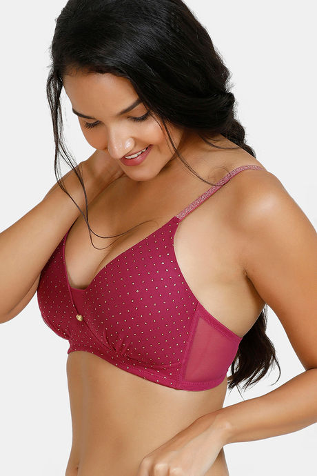 Zivame Ornate Glitz Padded Non Wired 3/4th Coverage Bra - Wine — image 3