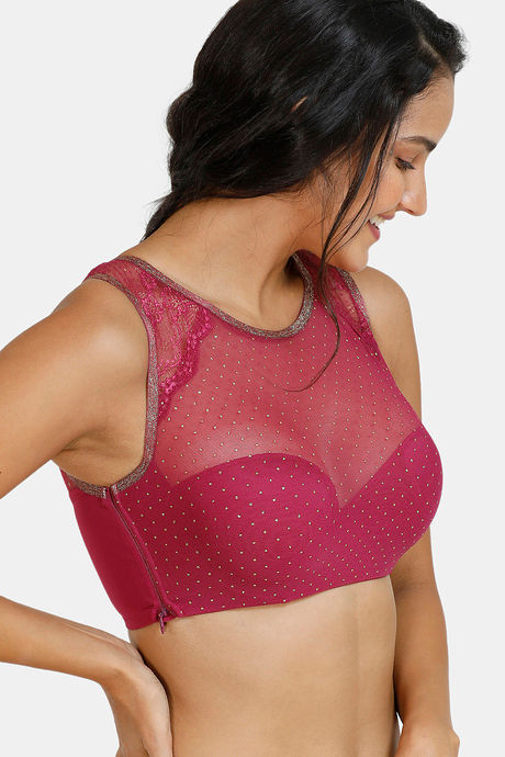 Zivame Ornate Glitz Padded Wired 3/4th Coverage Bra - Wine — image 3