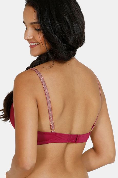 Zivame Ornate Glitz Padded Wired 3/4th Coverage Bra - Wine — image 2