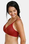 Zivame Damask Padded Non Wired 3/4th Coverage T-Shirt Bra - Merlot — thumbnail 2
