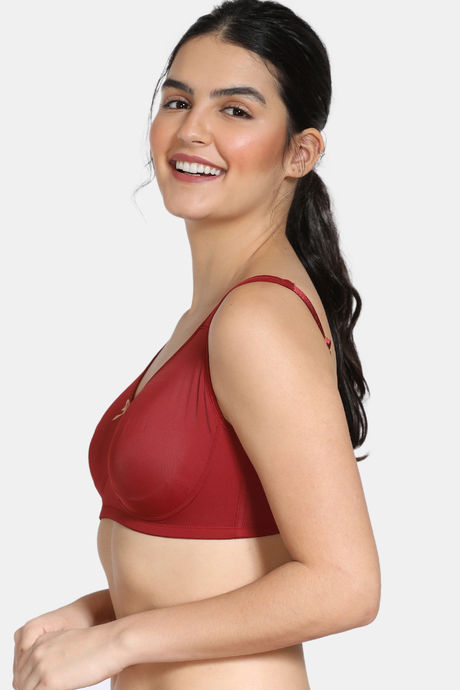 Zivame True Curv Double Layered Non Wired Full Coverage Super Support Bra - Merlot — image 3