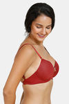 Zivame Damask Padded Non Wired 3/4th Coverage T-Shirt Bra - Merlot — thumbnail 2