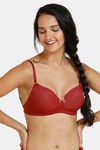 Zivame Damask Padded Non Wired 3/4th Coverage T-Shirt Bra - Merlot — thumbnail 3