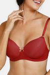Zivame Damask Padded Non Wired 3/4th Coverage T-Shirt Bra - Merlot — thumbnail 4