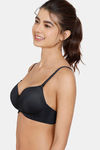 Zivame Beautiful Basics Padded Non Wired 3/4th Coverage T-Shirt Bra - Black — thumbnail 4