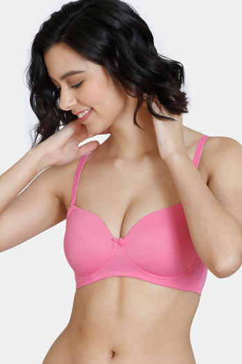 Zivame Beautiful Basics Padded Non Wired 3/4Th Coverage T-Shirt Bra - Ibis Rose