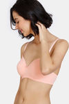 Zivame Beautiful Basics Padded Non Wired 3/4Th Coverage T-Shirt Bra - Peach Pearl — thumbnail 4