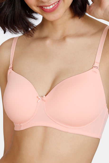 Zivame Beautiful Basics Padded Non Wired 3/4Th Coverage T-Shirt Bra - Peach Pearl — image 5
