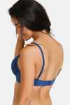 Zivame Padded Wired 3/4th Coverage T-Shirt Bra - Navy Peony — thumbnail 3