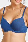 Zivame Padded Wired 3/4th Coverage T-Shirt Bra - Navy Peony — thumbnail 4