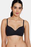 Zivame Beautiful Basics Padded Non Wired 3/4th Coverage T-Shirt Bra - Black — thumbnail 1