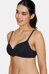 Zivame Beautiful Basics Padded Non Wired 3/4th Coverage T-Shirt Bra - Black — thumbnail 4