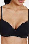 Zivame Beautiful Basics Padded Non Wired 3/4th Coverage T-Shirt Bra - Black — thumbnail 5