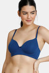 Zivame Beautiful Basics Padded Non Wired 3/4th Coverage T-Shirt Bra - Navy Peony — thumbnail 1