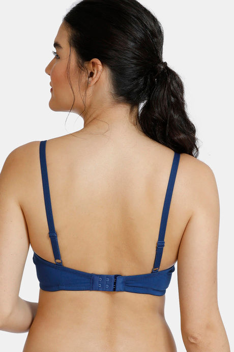 Zivame Beautiful Basics Padded Non Wired 3/4th Coverage T-Shirt Bra - Navy Peony — image 3