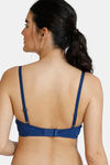 Zivame Beautiful Basics Padded Non Wired 3/4th Coverage T-Shirt Bra - Navy Peony — thumbnail 3