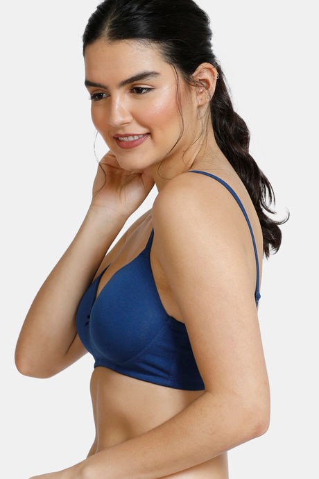 Zivame Beautiful Basics Padded Non Wired 3/4th Coverage T-Shirt Bra - Navy Peony — image 4