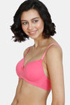 Zivame Beautiful Basics Padded Non Wired 3/4Th Coverage T-Shirt Bra - Pink Lemonade — thumbnail 4