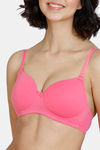 Zivame Beautiful Basics Padded Non Wired 3/4Th Coverage T-Shirt Bra - Pink Lemonade — thumbnail 5