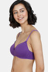 Zivame Beautiful Basics Padded Non Wired 3/4Th Coverage T-Shirt Bra - Royal Purple — thumbnail 4