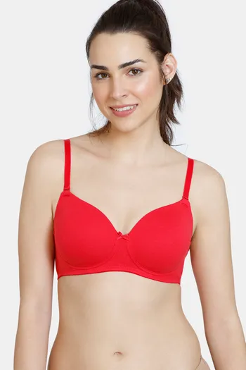 Zivame Beautiful Basics Padded Non Wired 3/4Th Coverage T-Shirt Bra - Ski Patrol