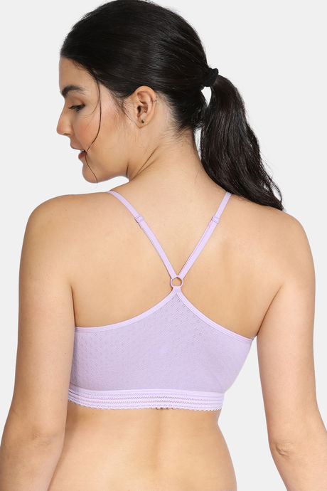 Zivame Pointelle Double Layered Non Wired Full Coverage Bralette - Lavender — image 2
