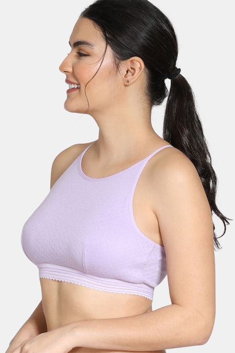 Zivame Pointelle Double Layered Non Wired Full Coverage Bralette - Lavender — image 3