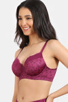 Zivame Rose Blush Vows Padded Wired 3/4Th Coverage Lace Bra - Rhododendron — thumbnail 3