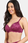 Zivame Rose Blush Vows Padded Wired 3/4Th Coverage Lace Bra - Rhododendron — thumbnail 3