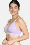 Zivame Pointelle Padded Non Wired 3/4th Coverage T-Shirt Bra - Lavender — thumbnail 3