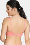 Zivame Pointelle Padded Wired 3/4th Coverage T-Shirt Bra - Salmon Rose — thumbnail 2