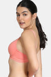 Zivame Pointelle Padded Wired 3/4th Coverage T-Shirt Bra - Salmon Rose — thumbnail 3