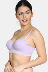 Zivame Pointelle Padded Wired 3/4th Coverage Strapless Bra - Lavender — thumbnail 3