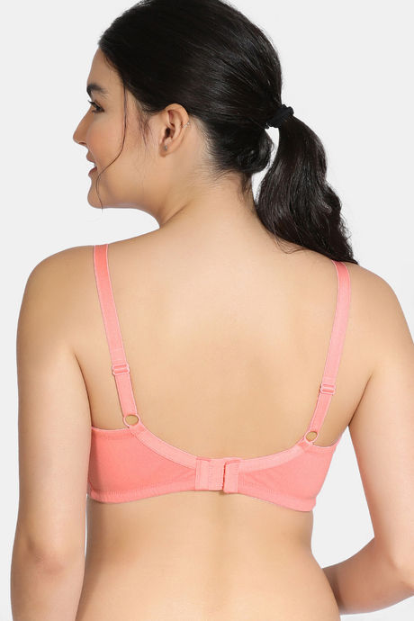 Zivame True Curv Pointelle Double Layered Non Wired 3/4th Coverage Supper Support Bra - Salmon Pink — image 2