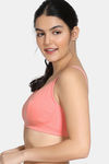 Zivame True Curv Pointelle Double Layered Non Wired 3/4th Coverage Supper Support Bra - Salmon Pink — thumbnail 3