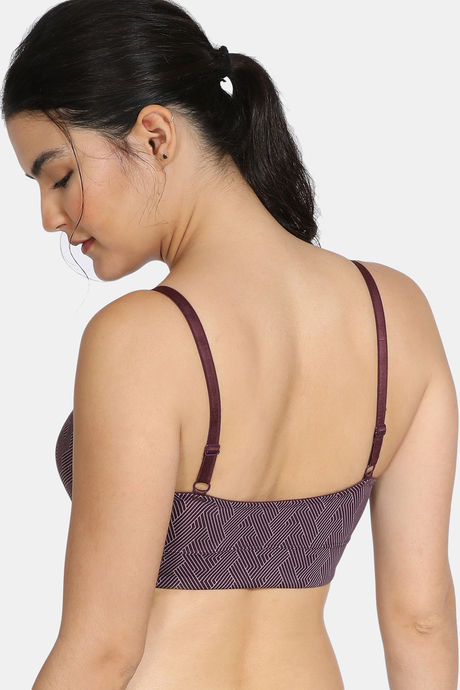 Zivame Knotty Double Layered Non Wired 3/4Th Coverage Slip-On Bra - Blackberry Wine — image 2