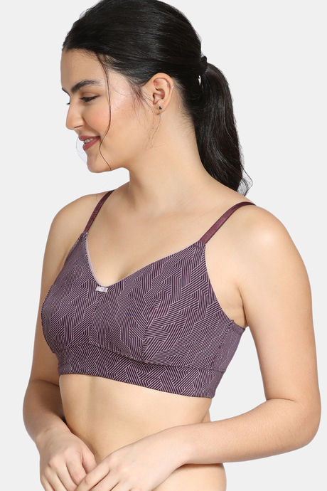 Zivame Knotty Double Layered Non Wired 3/4Th Coverage Slip-On Bra - Blackberry Wine — image 3