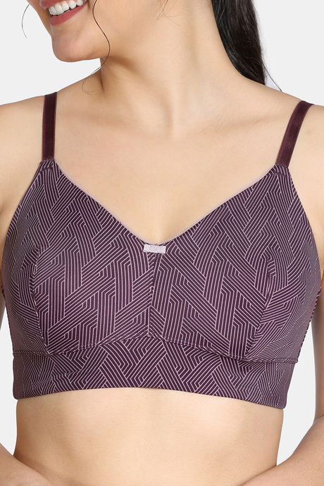 Zivame Knotty Double Layered Non Wired 3/4Th Coverage Slip-On Bra - Blackberry Wine — image 4