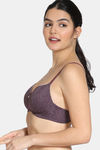 Zivame Knotty Padded Non Wired 3/4th Coverage T-Shirt Bra - Blackberry Wine — thumbnail 3