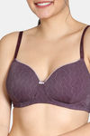 Zivame Knotty Padded Non Wired 3/4th Coverage T-Shirt Bra - Blackberry Wine — thumbnail 4