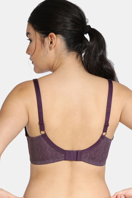 Zivame Knotty Padded Non-Wired Full Coverage T-Shirt Bra - Blackberry Wine — image 2