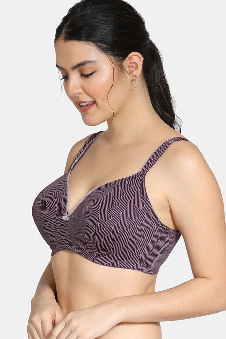 Zivame Knotty Padded Non-Wired Full Coverage T-Shirt Bra - Blackberry Wine — image 3