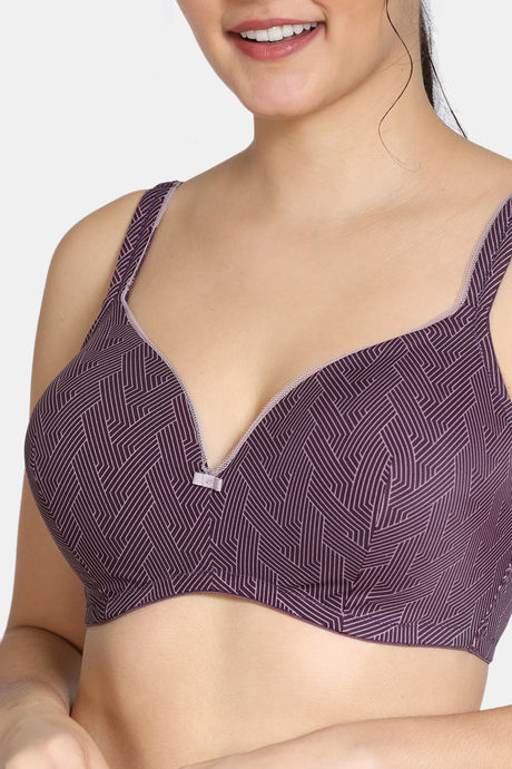 Zivame Knotty Padded Non-Wired Full Coverage T-Shirt Bra - Blackberry Wine — image 4